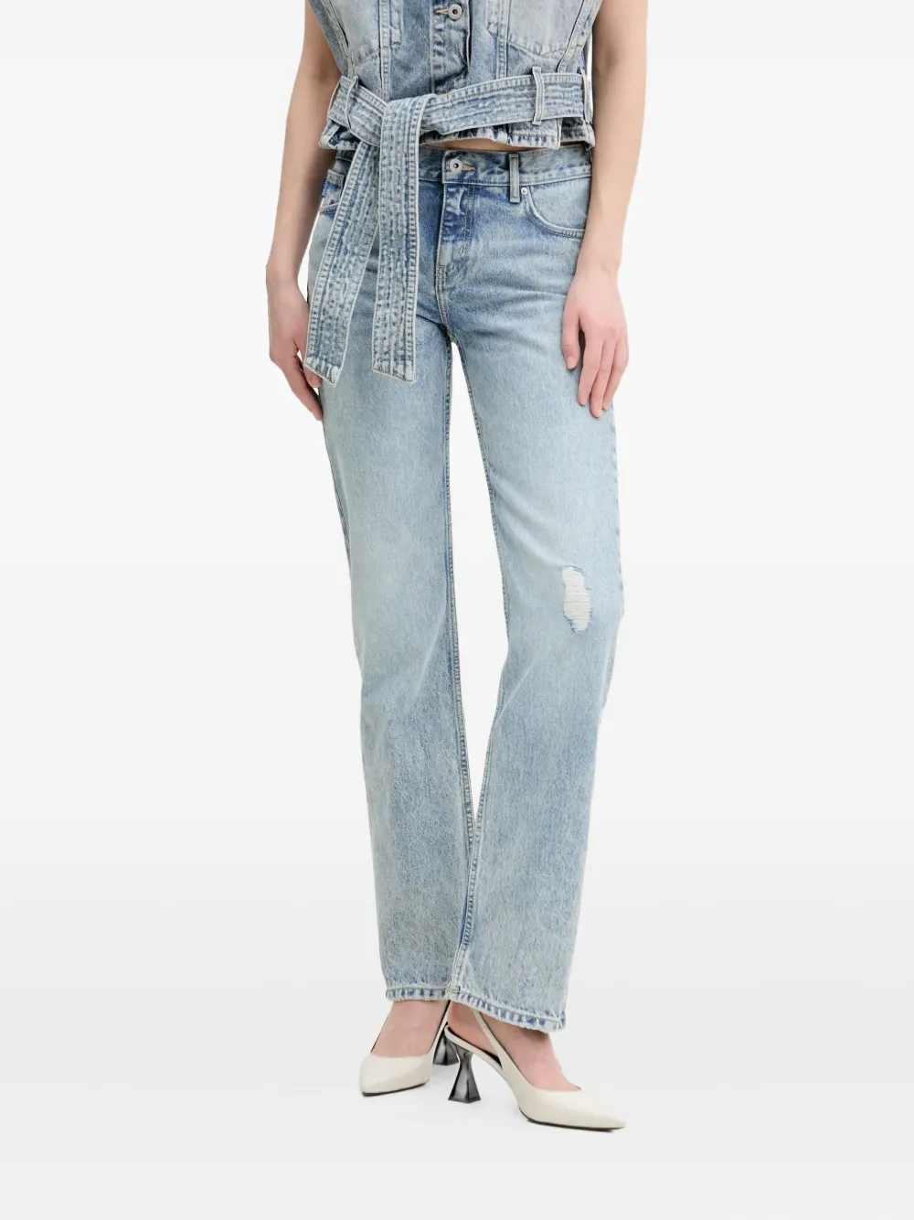 HUGO Jeans met acid-wassing Blauw