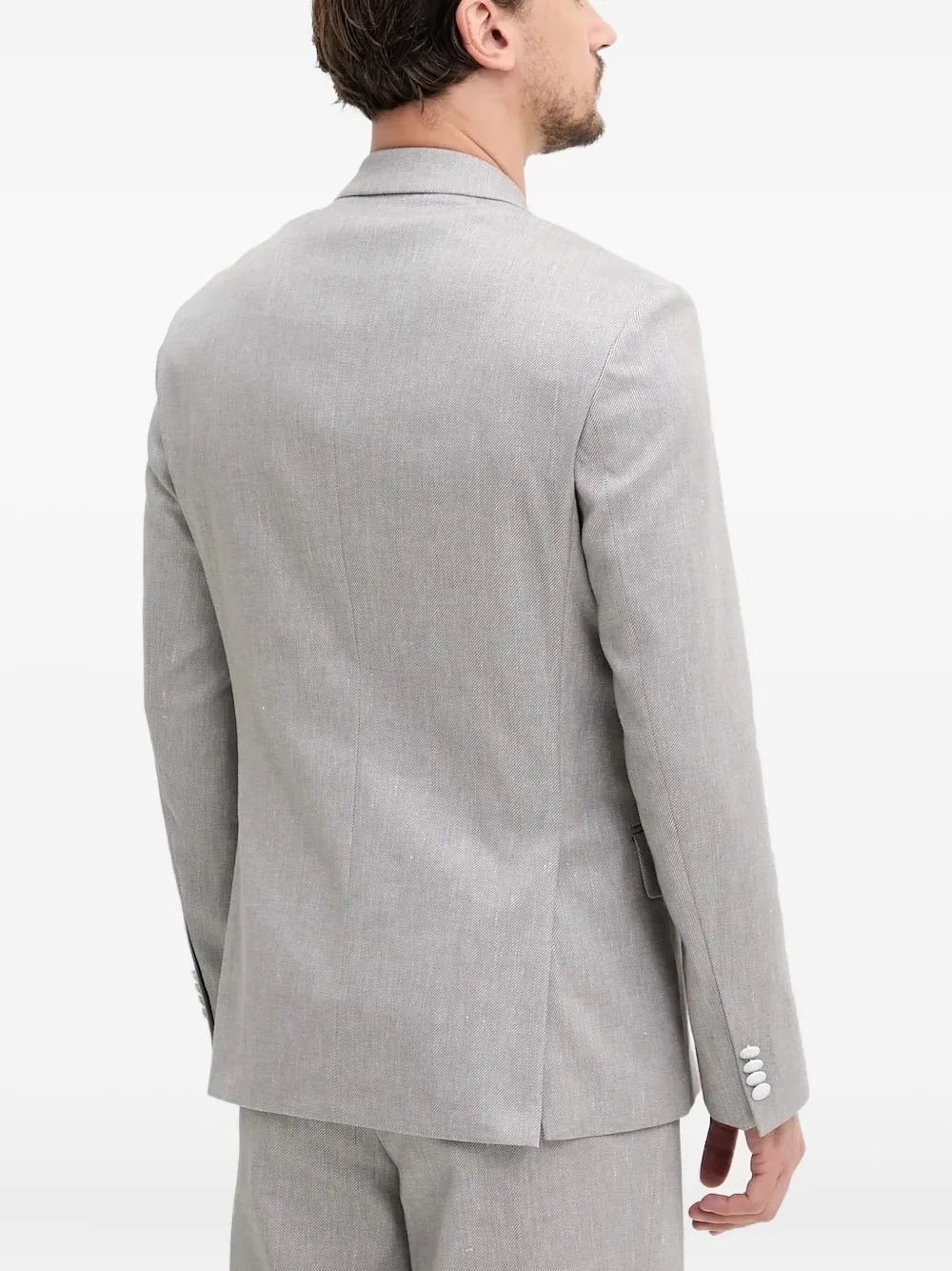 HUGO textured double-breasted suit Grijs