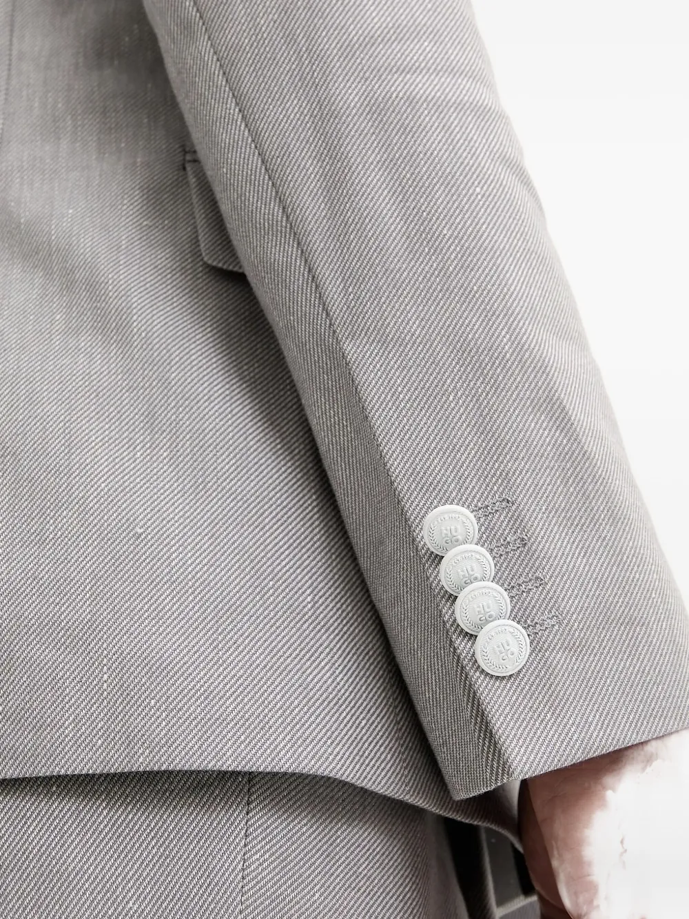 HUGO textured double-breasted suit Grijs