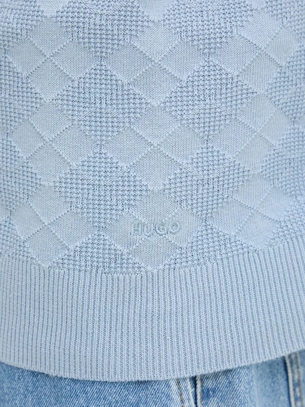 Hugo Boss Textured Diamond-pattern Sweater In Blue