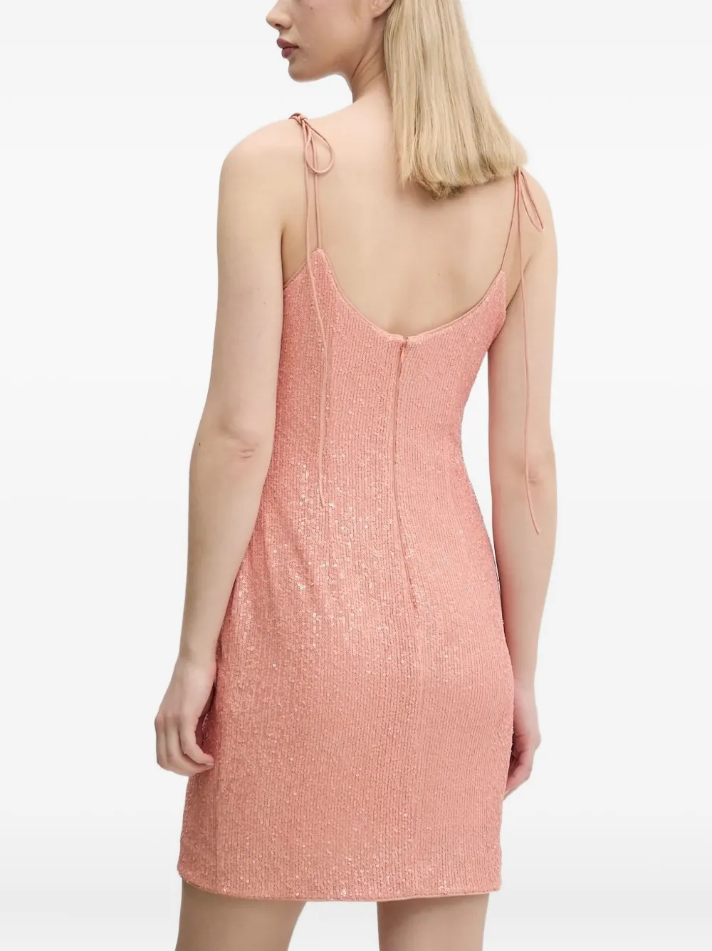 HUGO sequin tie-strap mini dress Roze