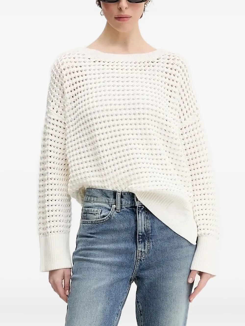 HUGO open-knit sweater Wit