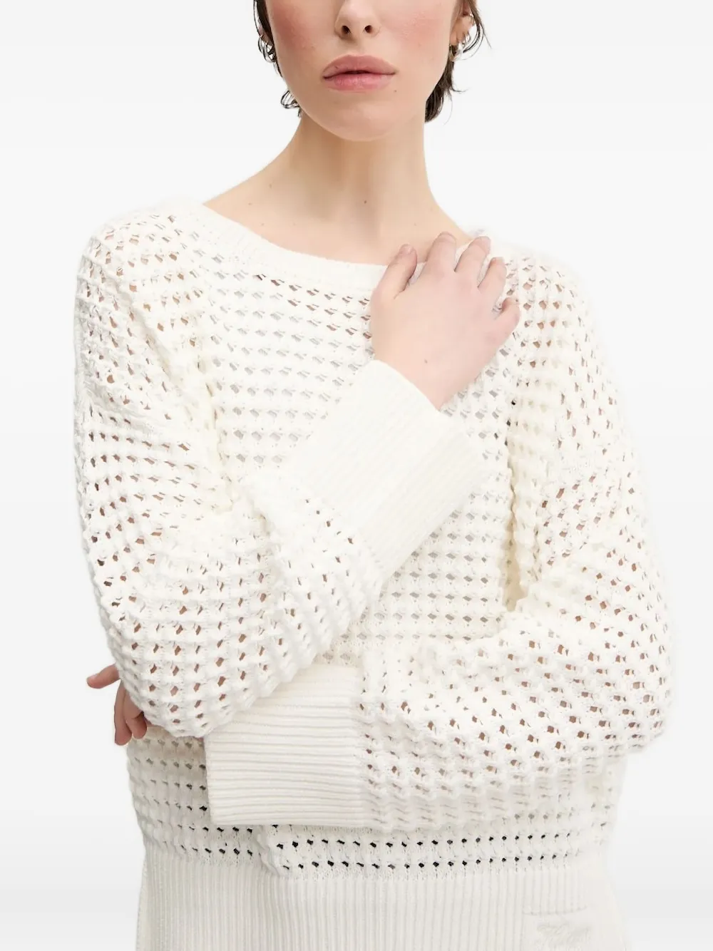 HUGO open-knit sweater Wit