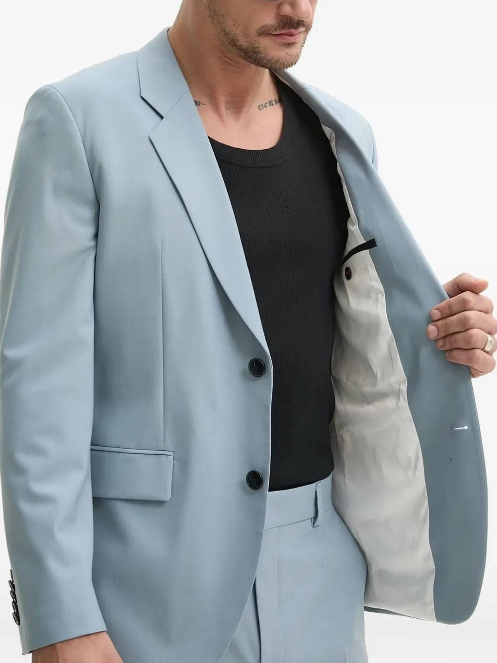 HUGO Blazer met enkele rij knopen en revers Blauw