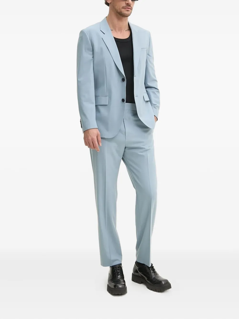 Hugo Boss Single-breasted Lapel-collar Suit In Blue