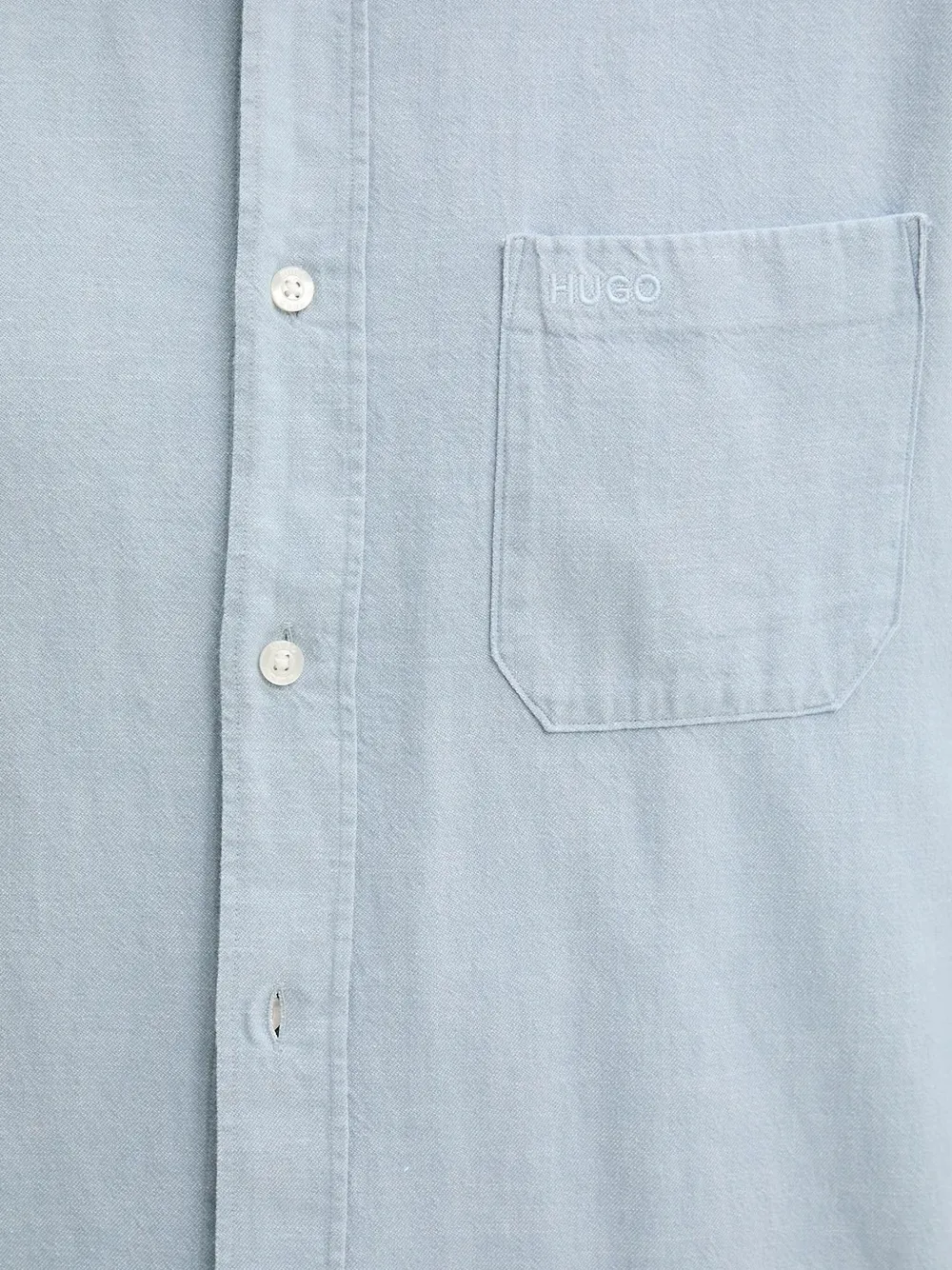 HUGO embroidered-pocket long-sleeved shirt Blauw