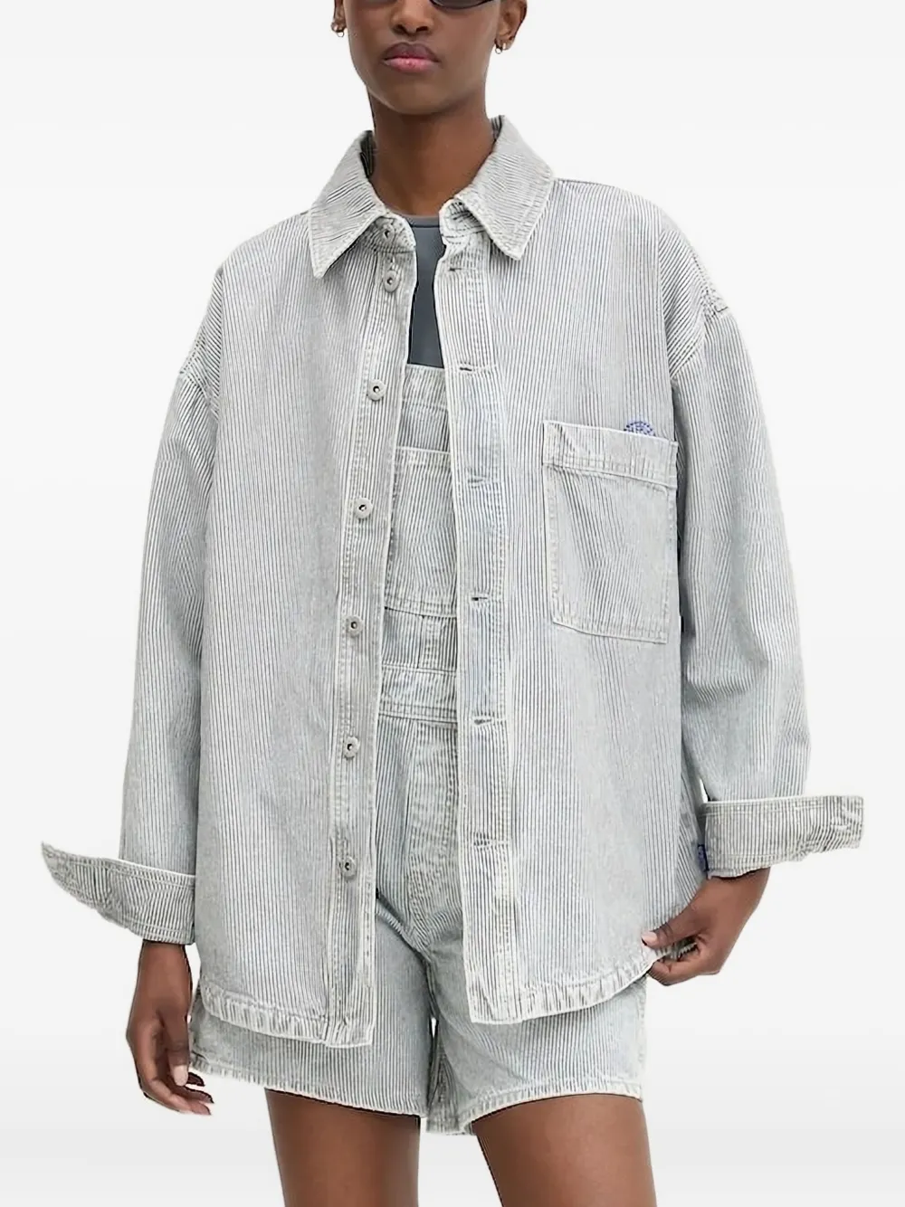 HUGO Gestreept shirtjack met zak Blauw
