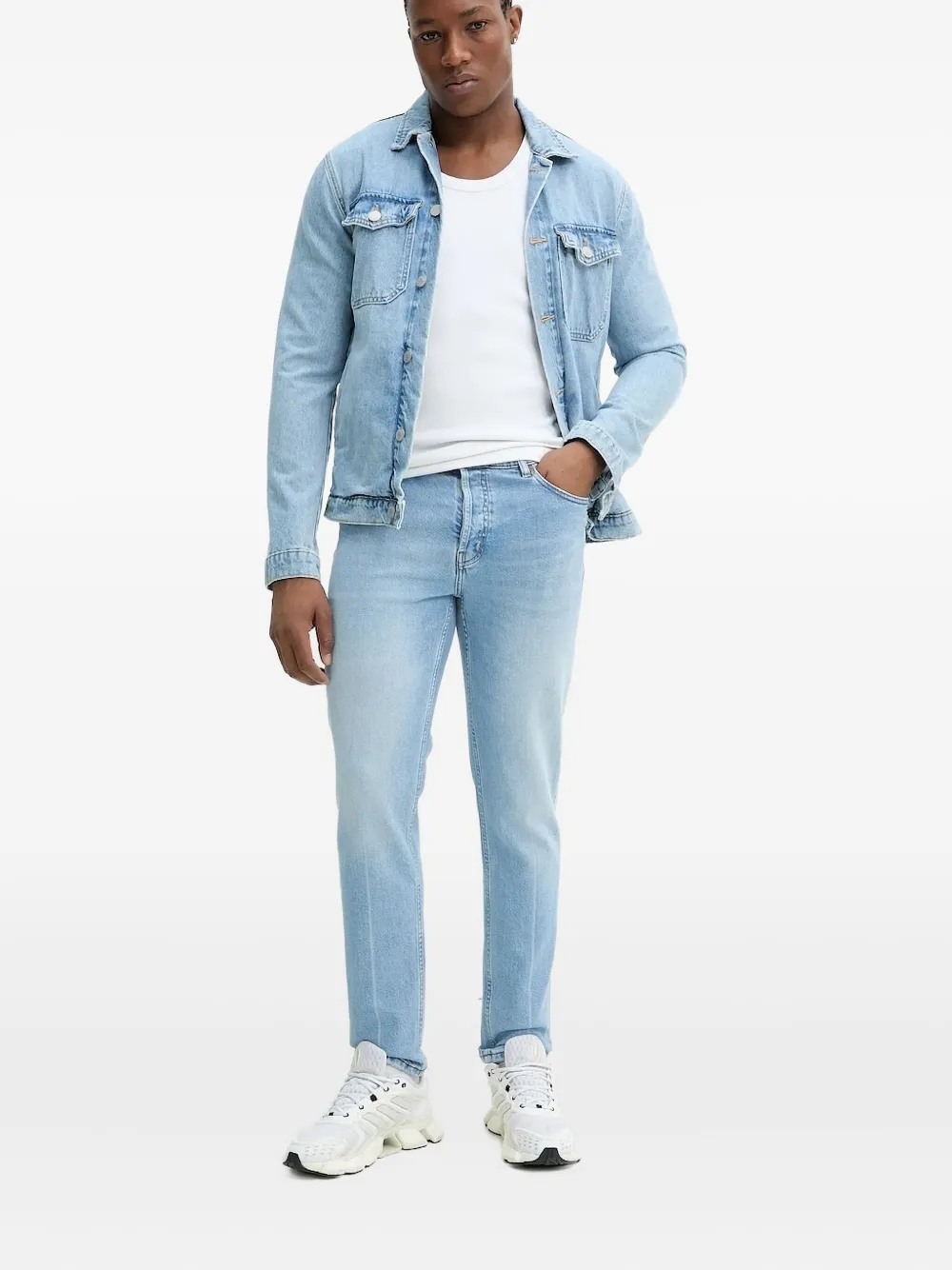 HUGO logo-patch jeans Blauw