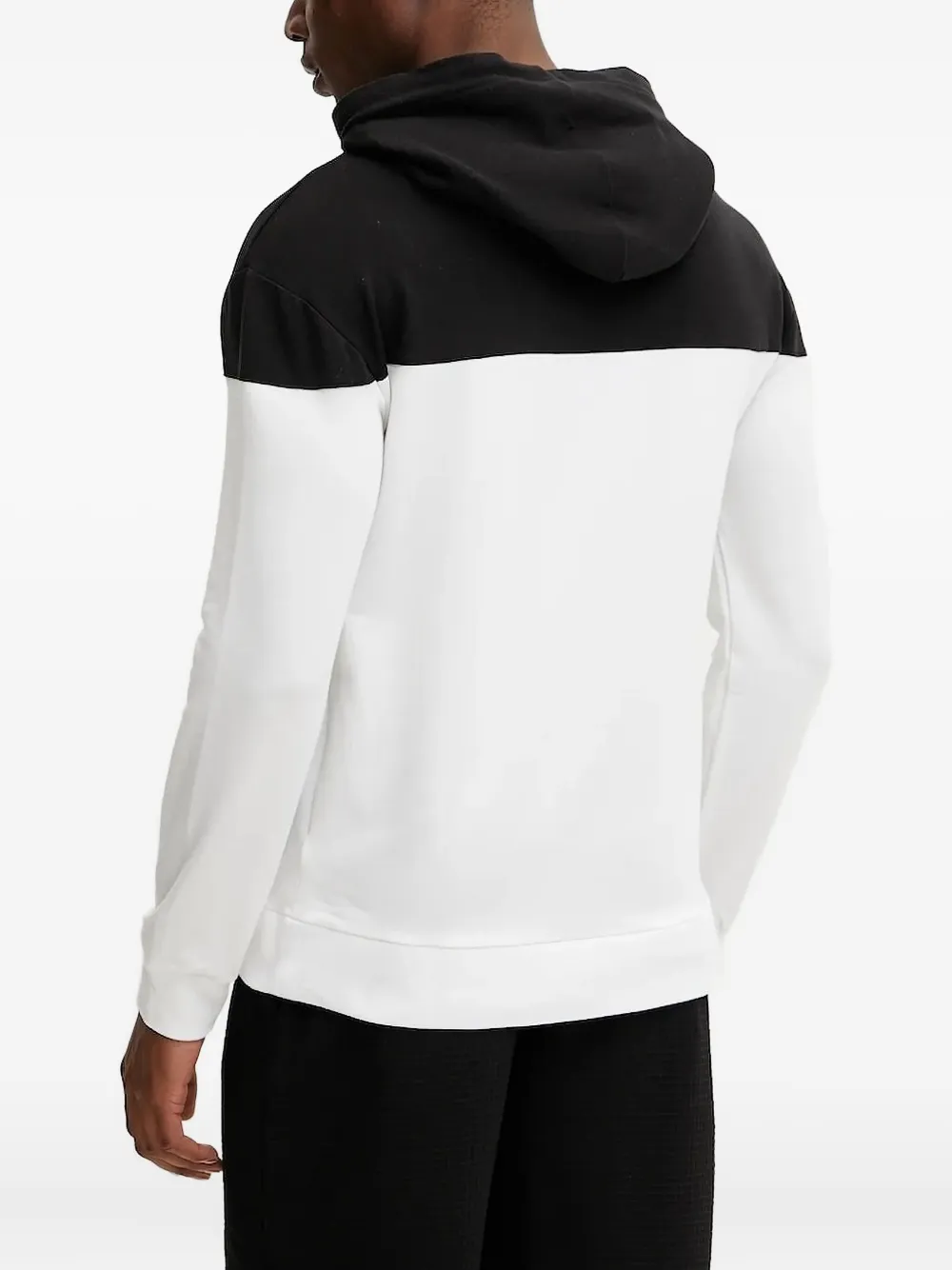 HUGO two-tone logo-detail hoodie Wit