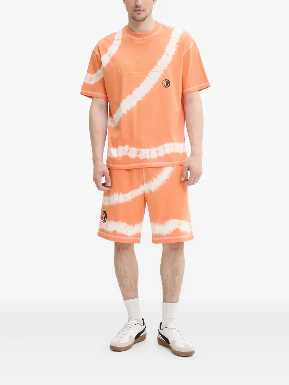 HUGO Trainingsshorts met logoprint Oranje