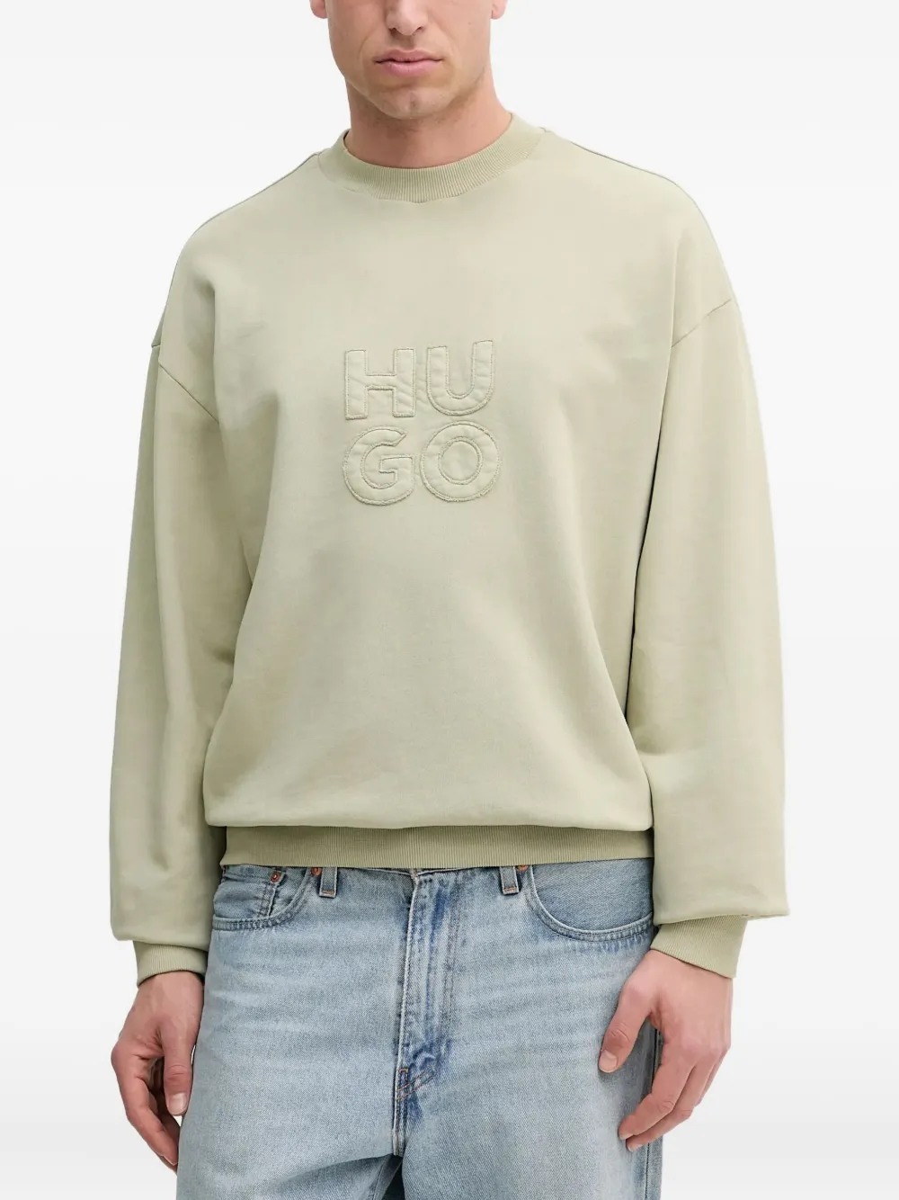 HUGO logo-embroidery sweatshirt | Green | Image 1