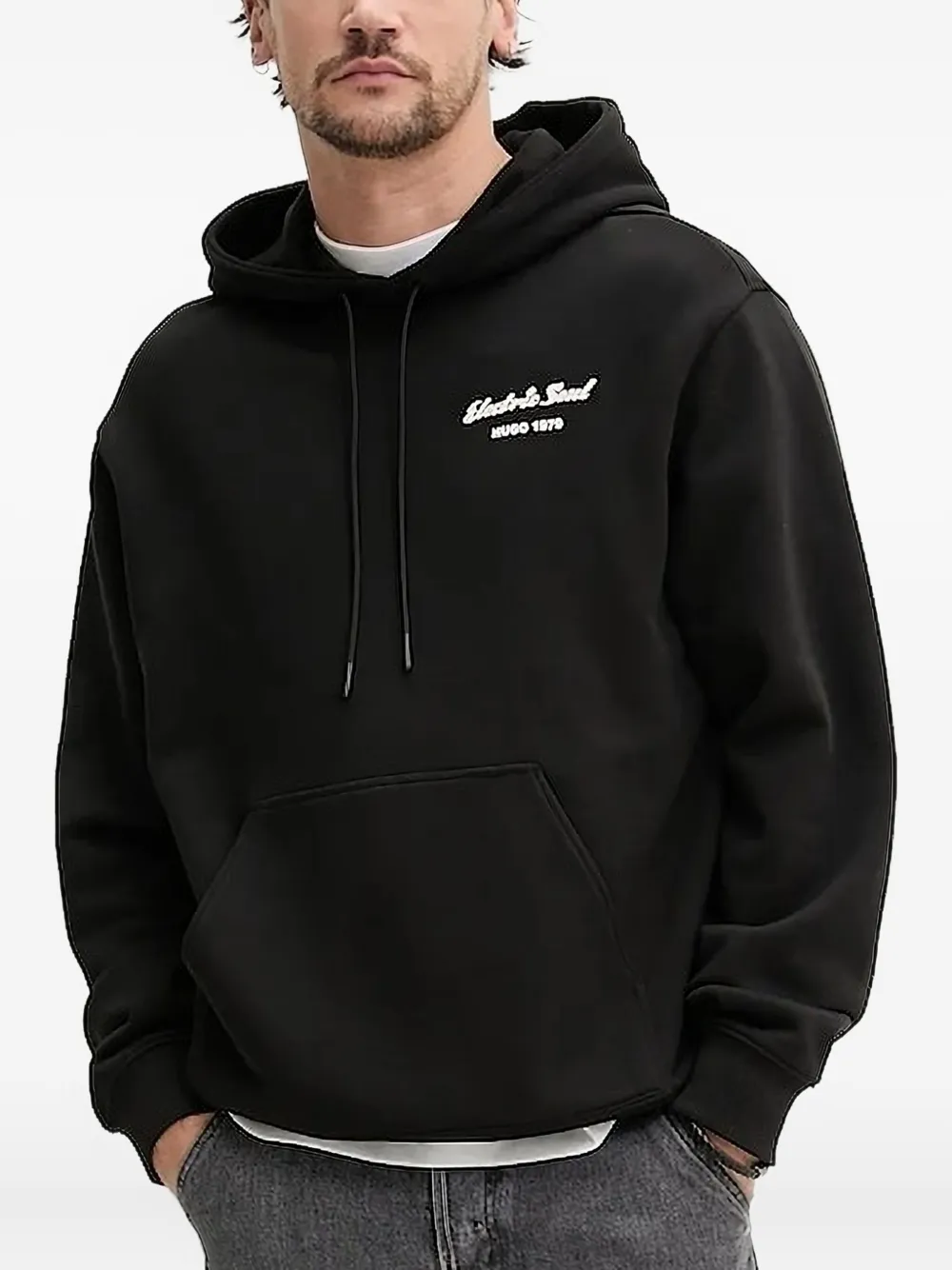 HUGO graphic-print hoodie Zwart