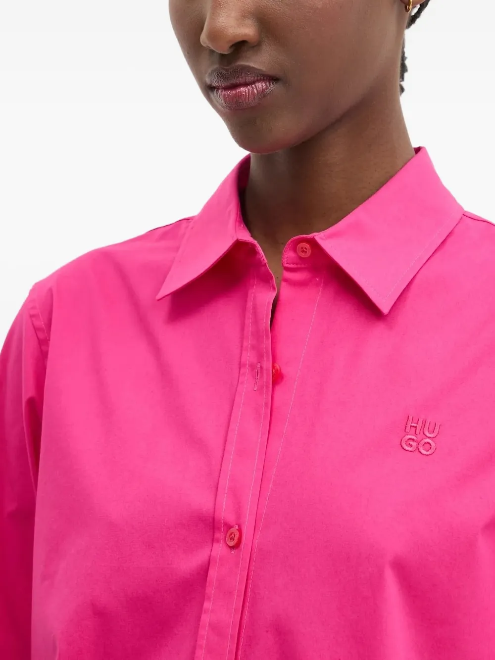 HUGO Blouse met geborduurd logo Roze