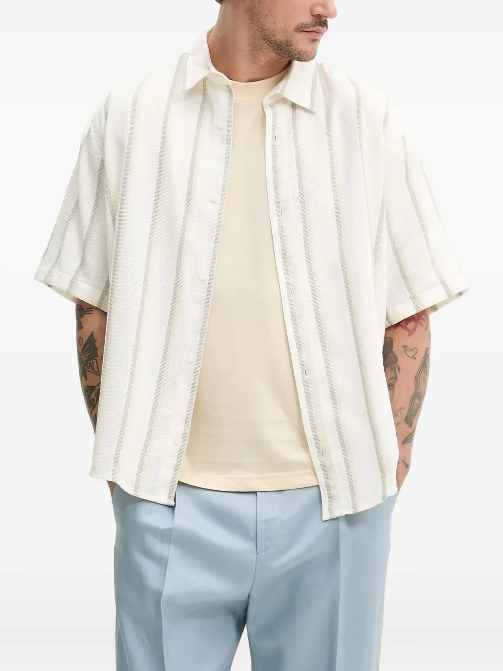 HUGO striped short-sleeved shirt | Neutrals | Image 1
