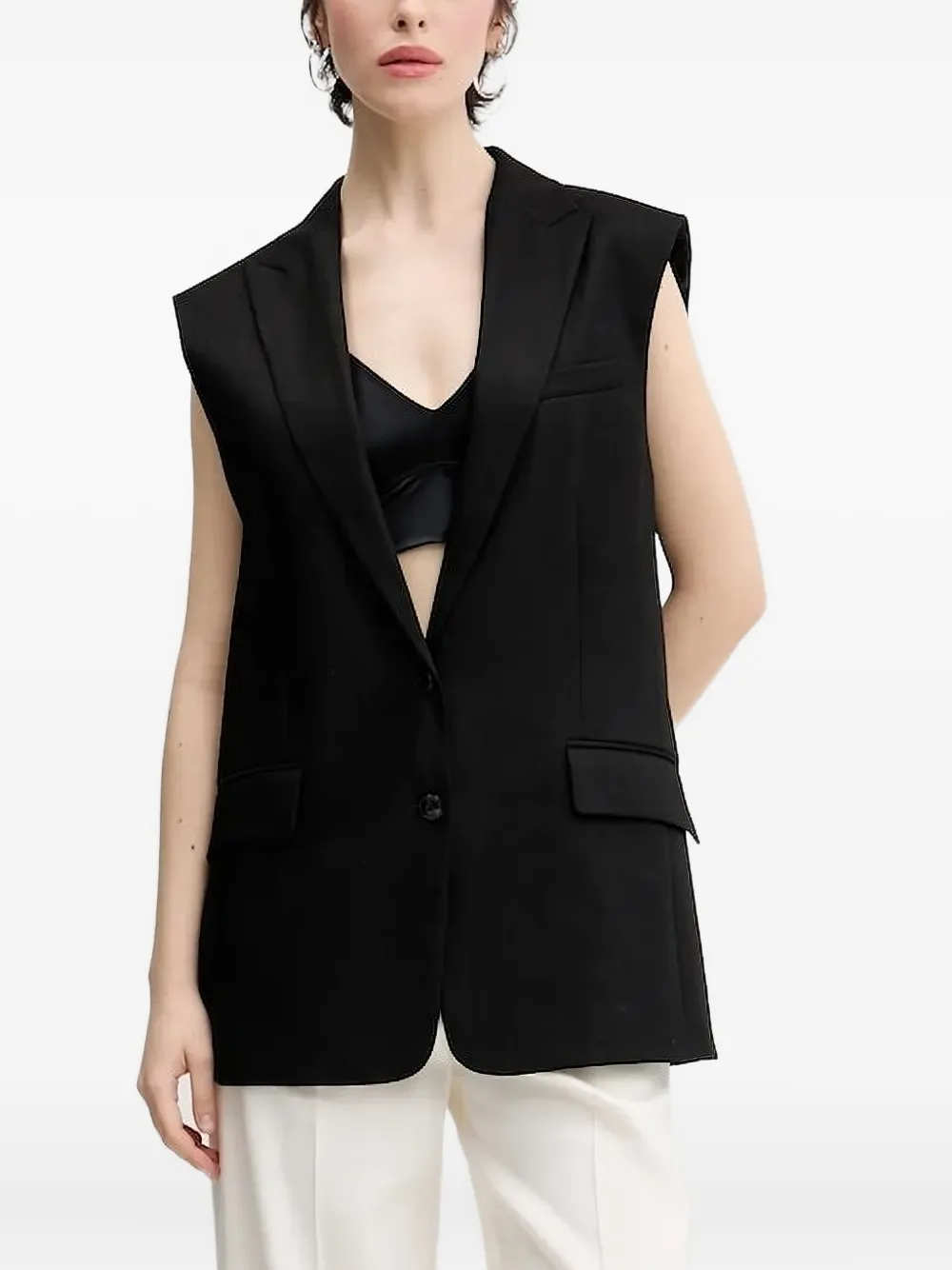 Hugo Boss Sleeveless Single-breasted Waistcoat In Black
