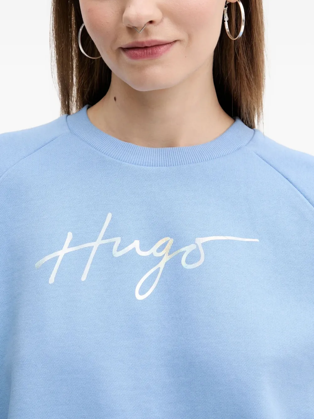 HUGO Sweater met logoprint Blauw