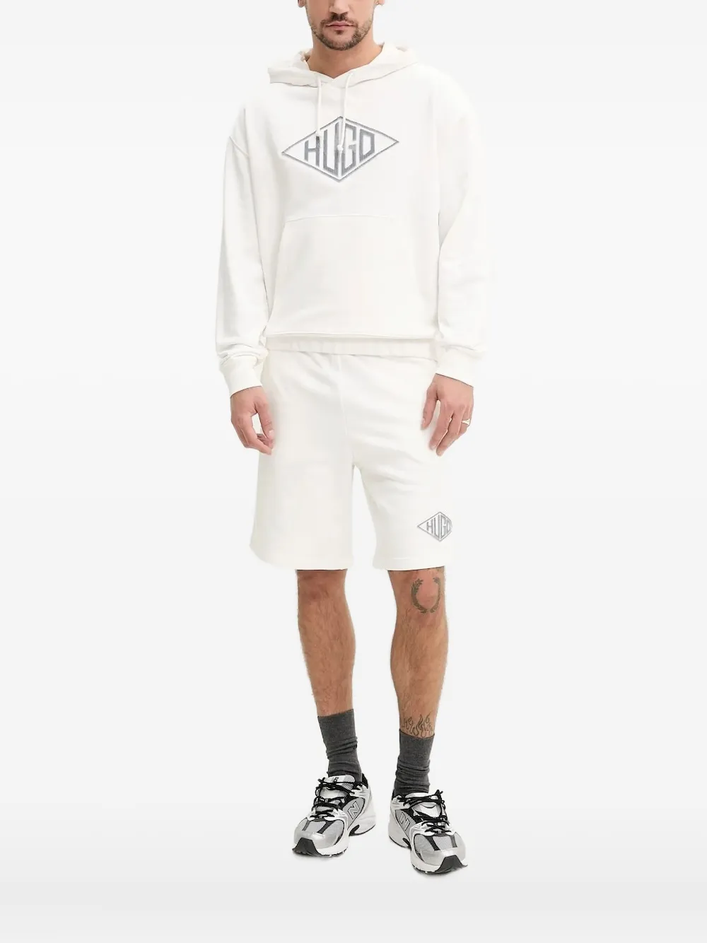 HUGO Hoodie met logo Wit