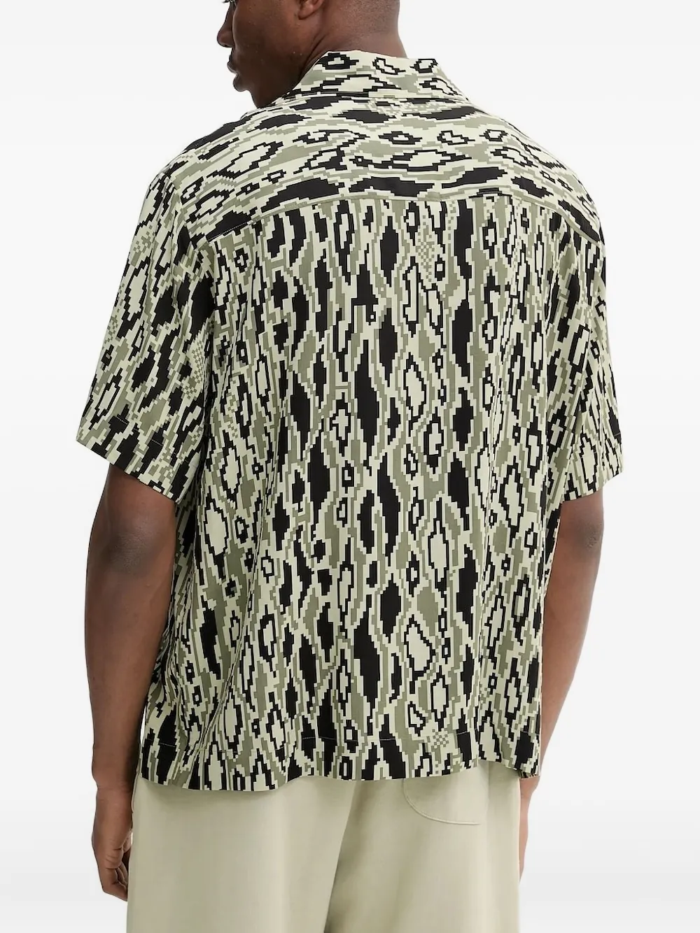 HUGO Espino overhemd met abstracte print en korte mouwen - Beige