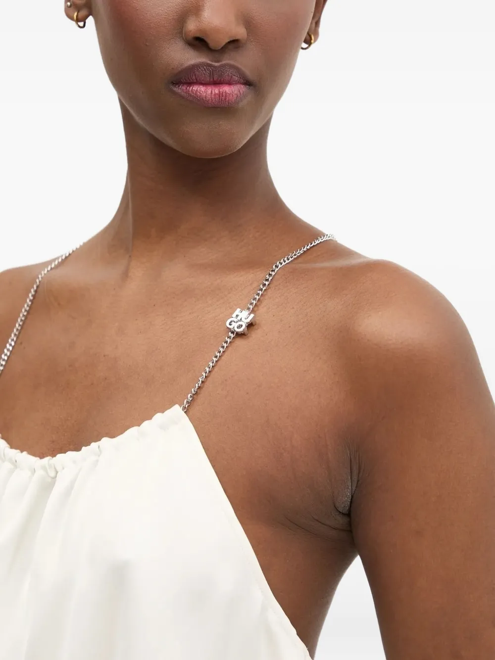 HUGO chain-embellished satin slip top Wit