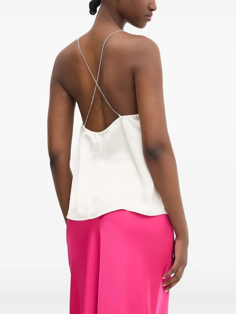 HUGO chain-embellished satin slip top Wit