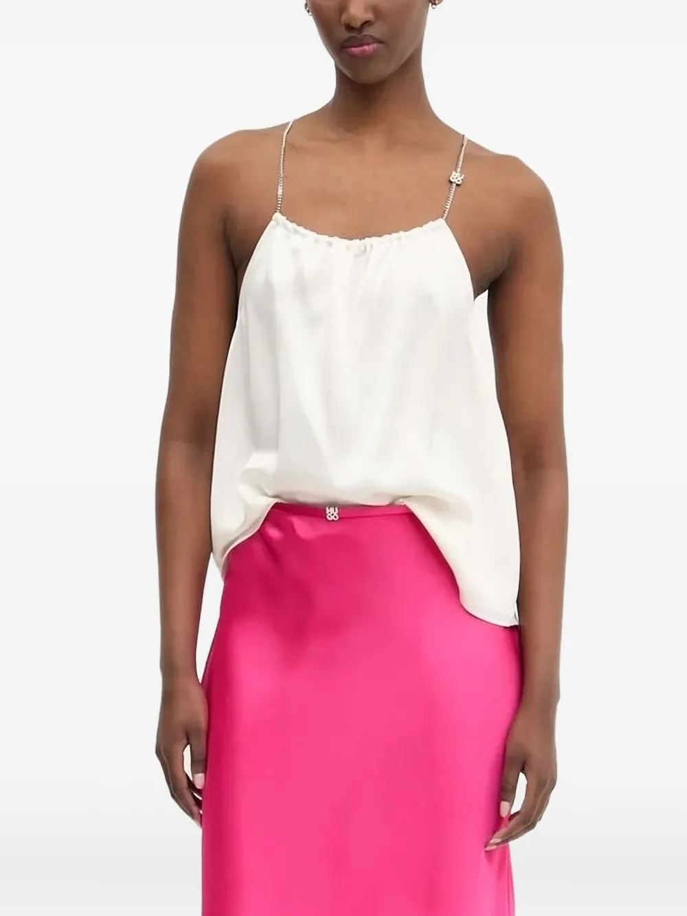 HUGO chain-embellished satin slip top Wit