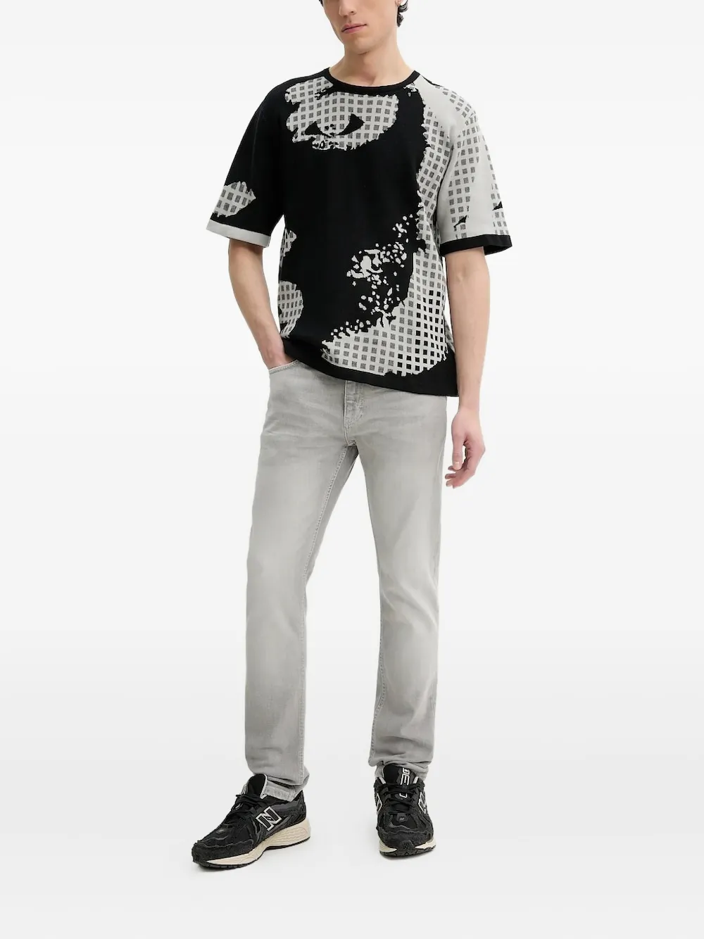HUGO logo-patch jeans Grijs