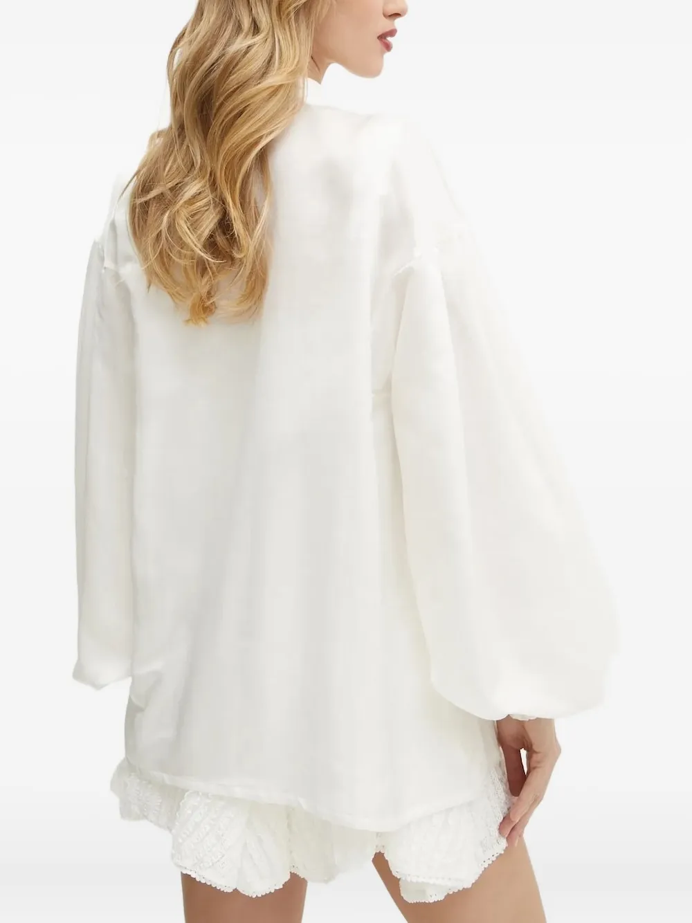 Charo Ruiz Ibiza Blouse met ballonmouwen en strikdetail Wit