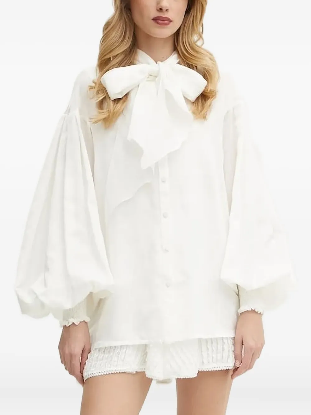 Charo Ruiz Ibiza bow-detail balloon-sleeve blouse | White | Image 1