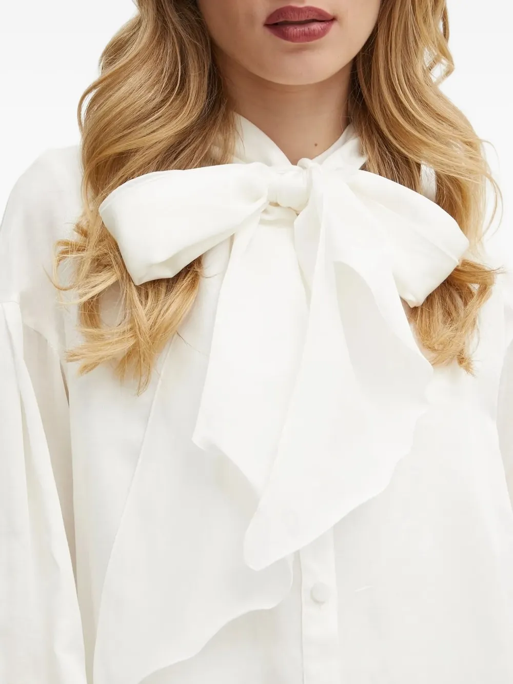 Charo Ruiz Ibiza Blouse met ballonmouwen en strikdetail Wit