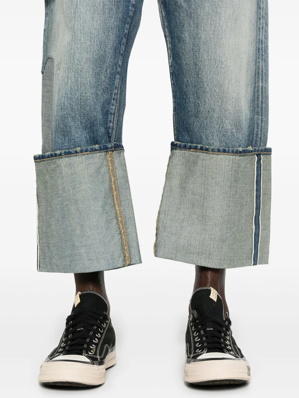 Junya Watanabe MAN Jeans met patchdetail Blauw