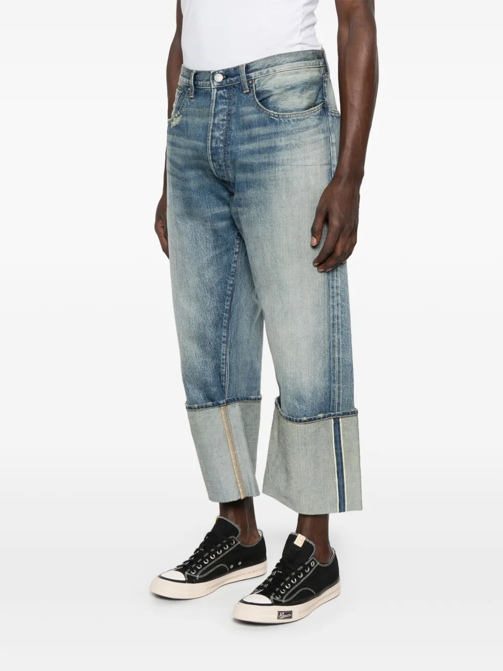 Junya Watanabe MAN Jeans met patchdetail Blauw