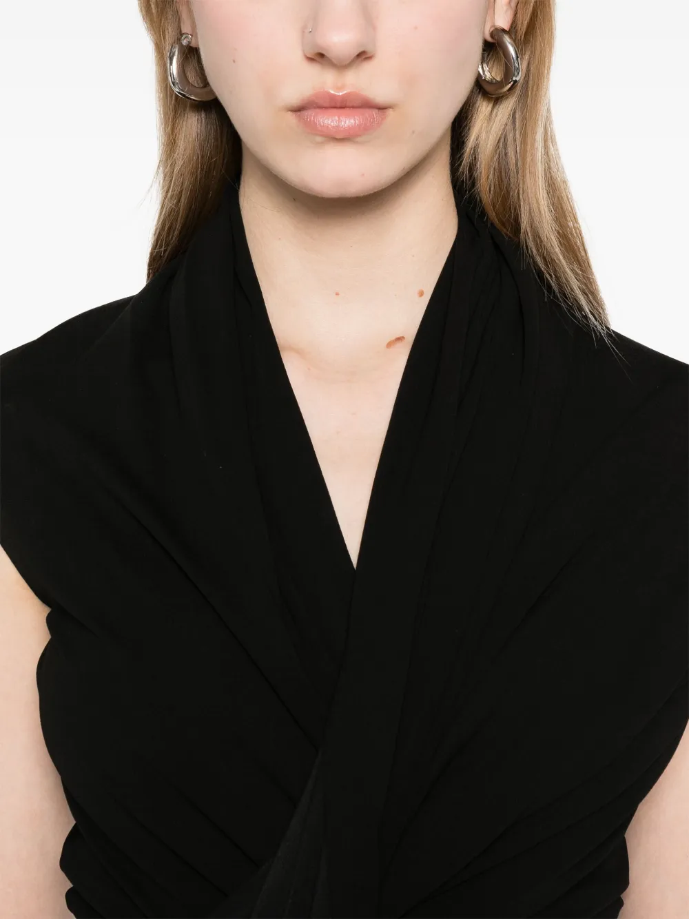 Balenciaga Gedrapeerde midi-jurk Zwart