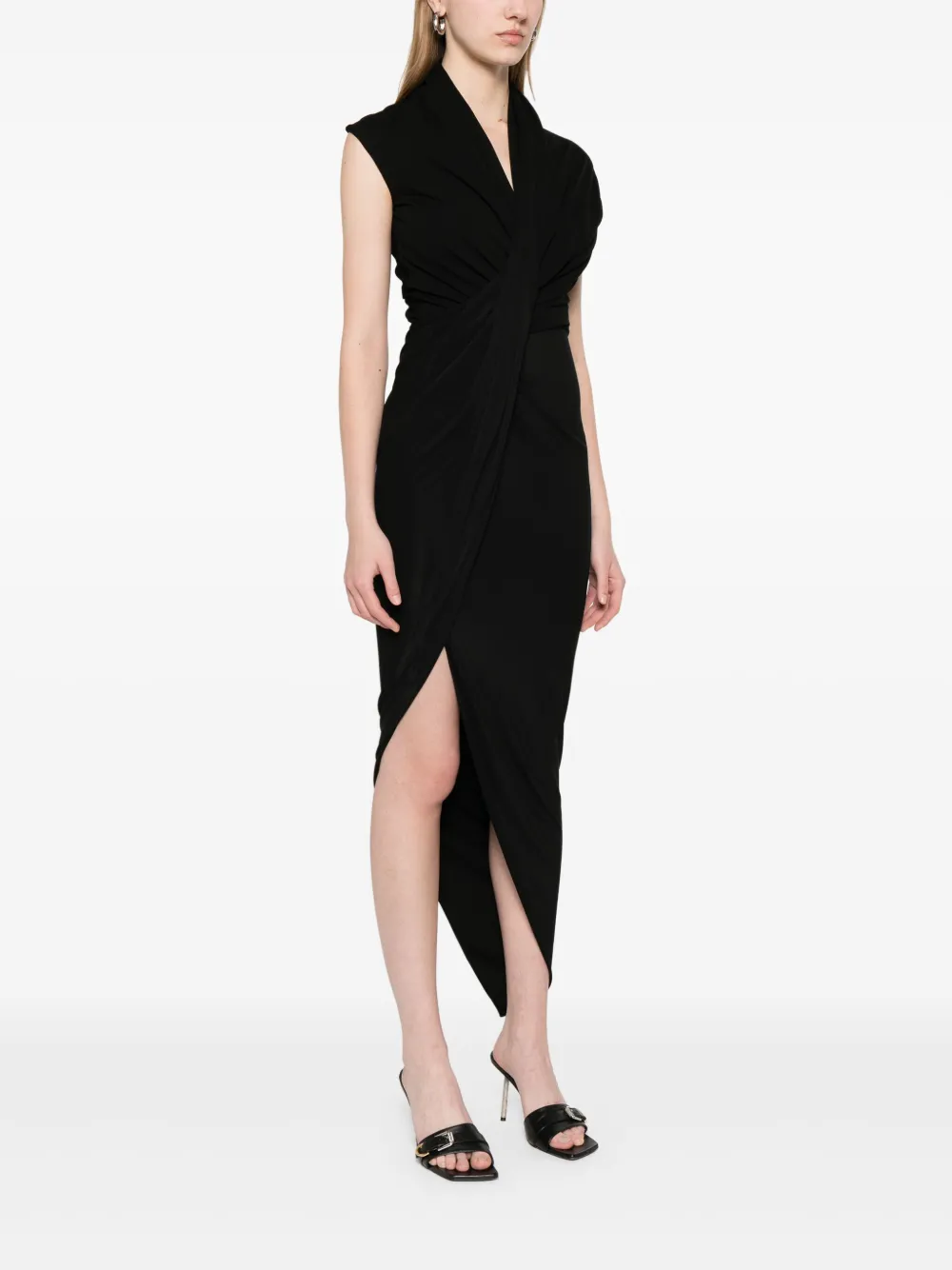 Balenciaga Gedrapeerde midi-jurk Zwart