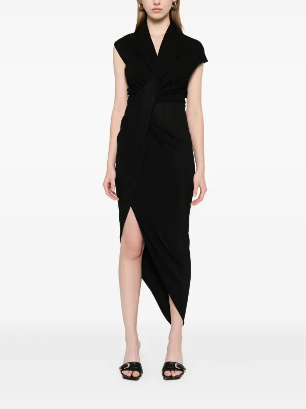 Balenciaga Draped Midi Dress | Black | FARFETCH