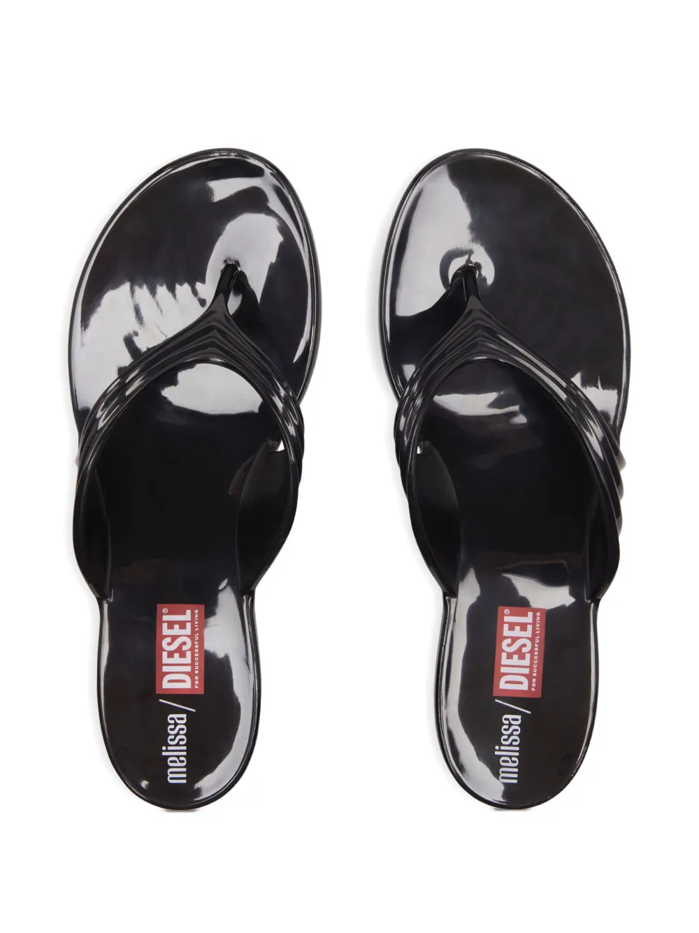 Diesel x Melissa pleated thong sandals Black