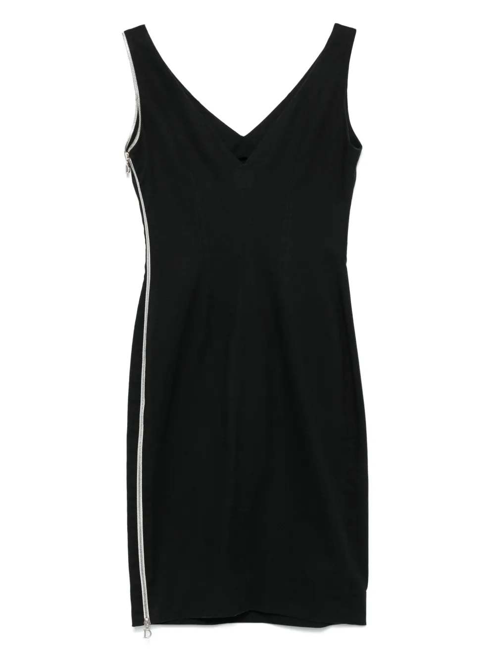 Christian Dior Pre-Owned 2010s midi-jurk met ritsdetail - Zwart