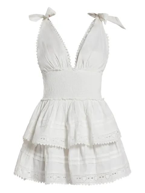 LoveShackFancy Soira smocked V-neck mini dress