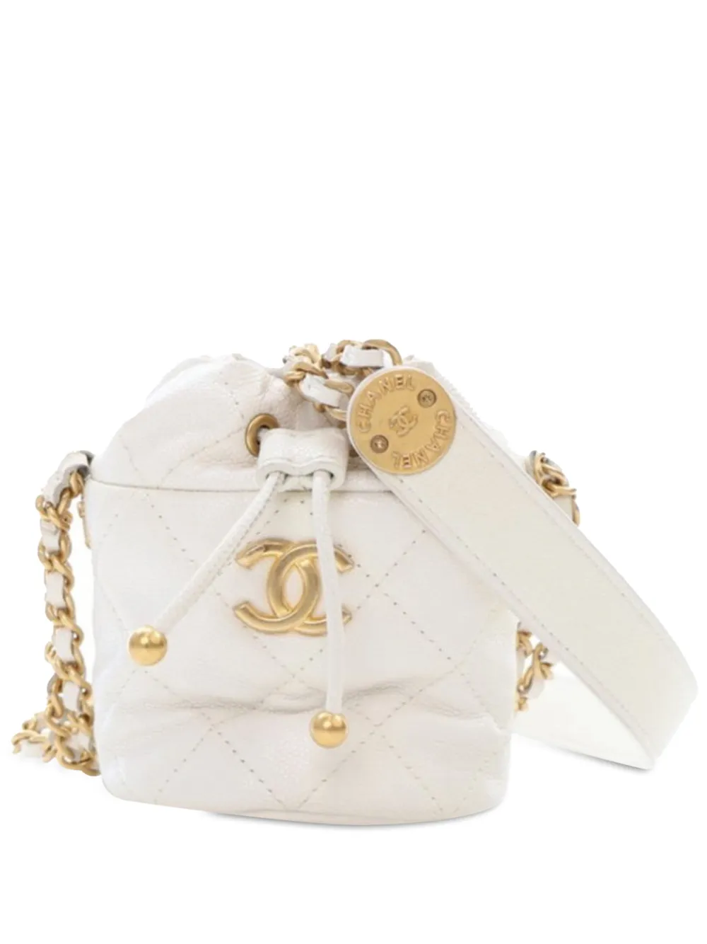 CHANEL Pre-Owned 2021-2024 Mini Quilted Caviar Twist Your Buttons Drawstring bucket bag | Image 1