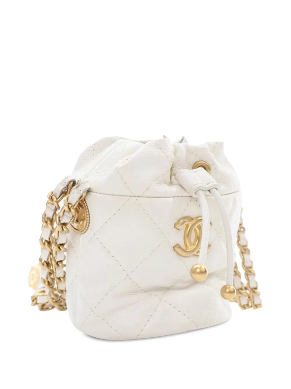 CHANEL Pre-Owned 2021-2024 Mini Quilted Caviar Twist Your Buttons Drawstring bucket bag | Bags | Image 2