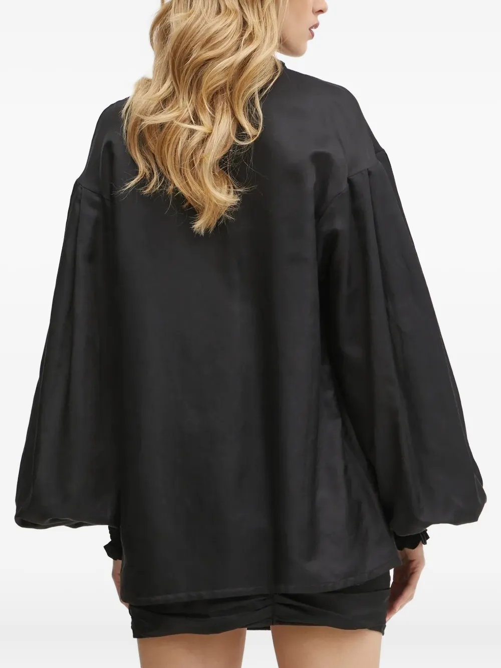 Charo Ruiz Ibiza Top met strikdetail en ballonmouwen Zwart
