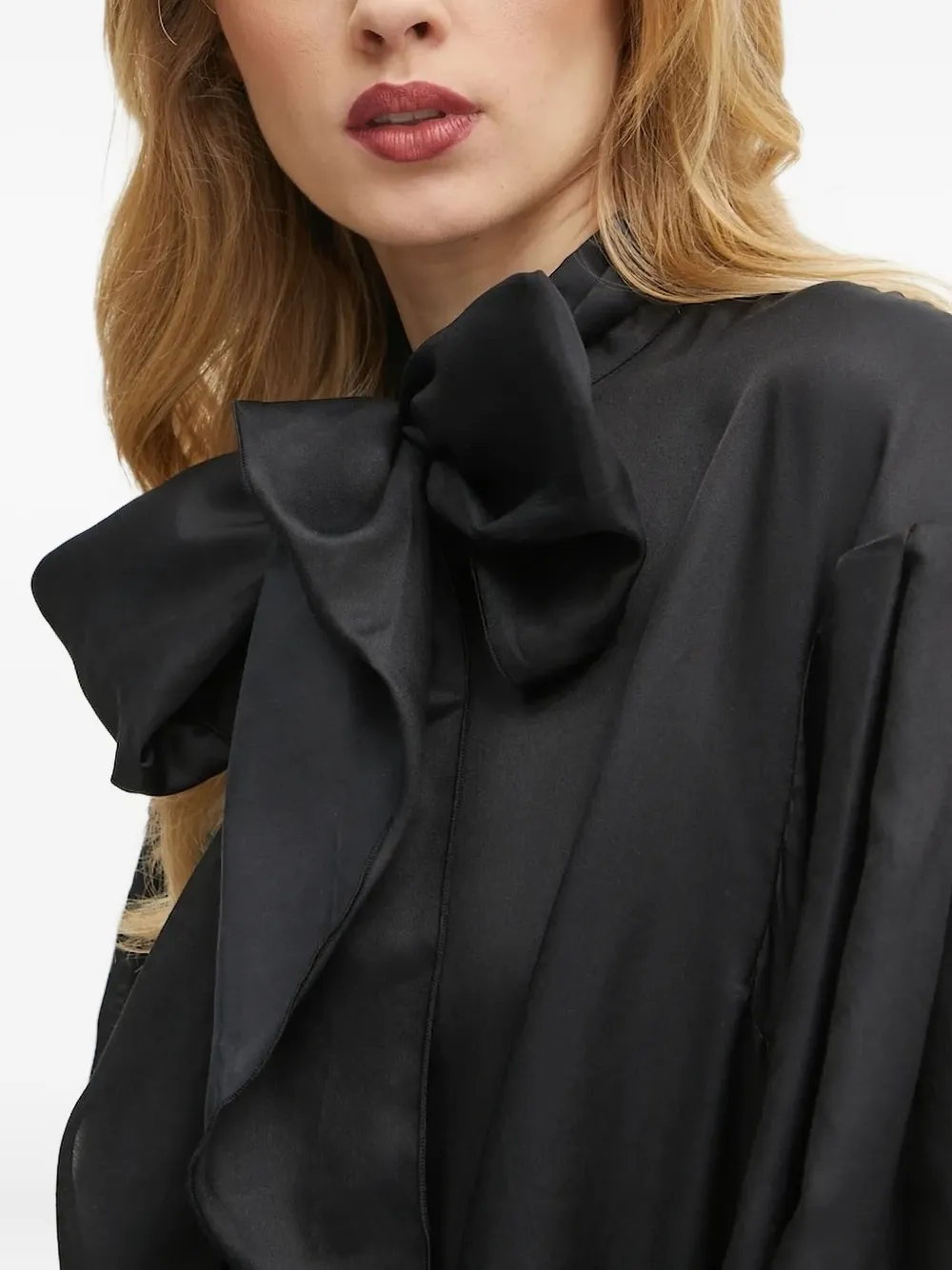 Charo Ruiz Ibiza Top met strikdetail en ballonmouwen Zwart