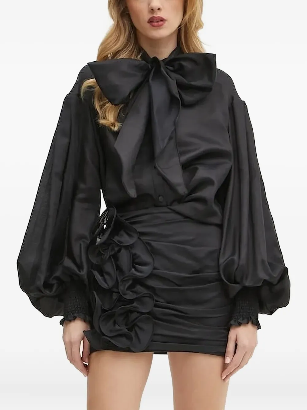 Charo Ruiz Ibiza bow-detail balloon-sleeve top | Black | Image 1