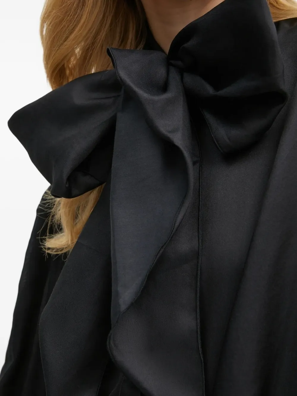 Charo Ruiz Ibiza Top met strikdetail en ballonmouwen Zwart