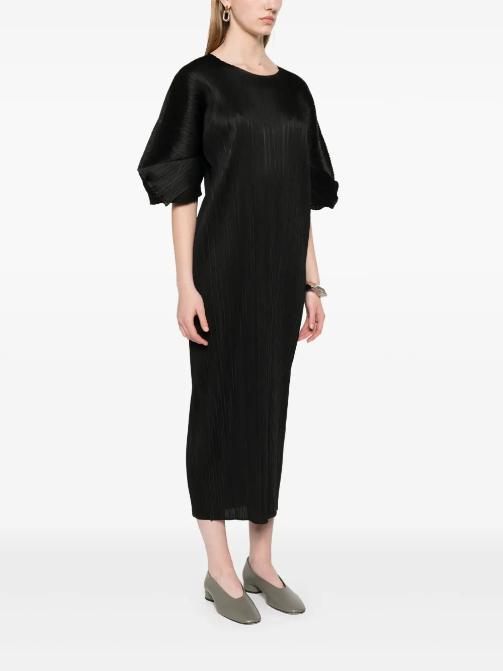 Pleats Please Issey Miyake Monthly Colors: April midi-jurk Zwart