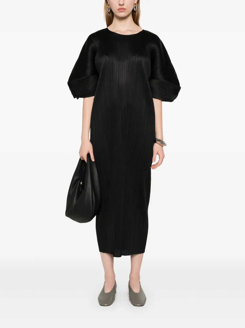 Pleats Please Issey Miyake Monthly Colors: April midi-jurk - Zwart
