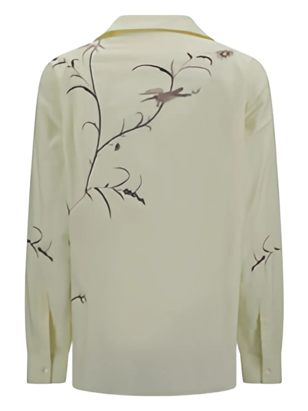 Baziszt floral-bird embroidered shirt - Geel