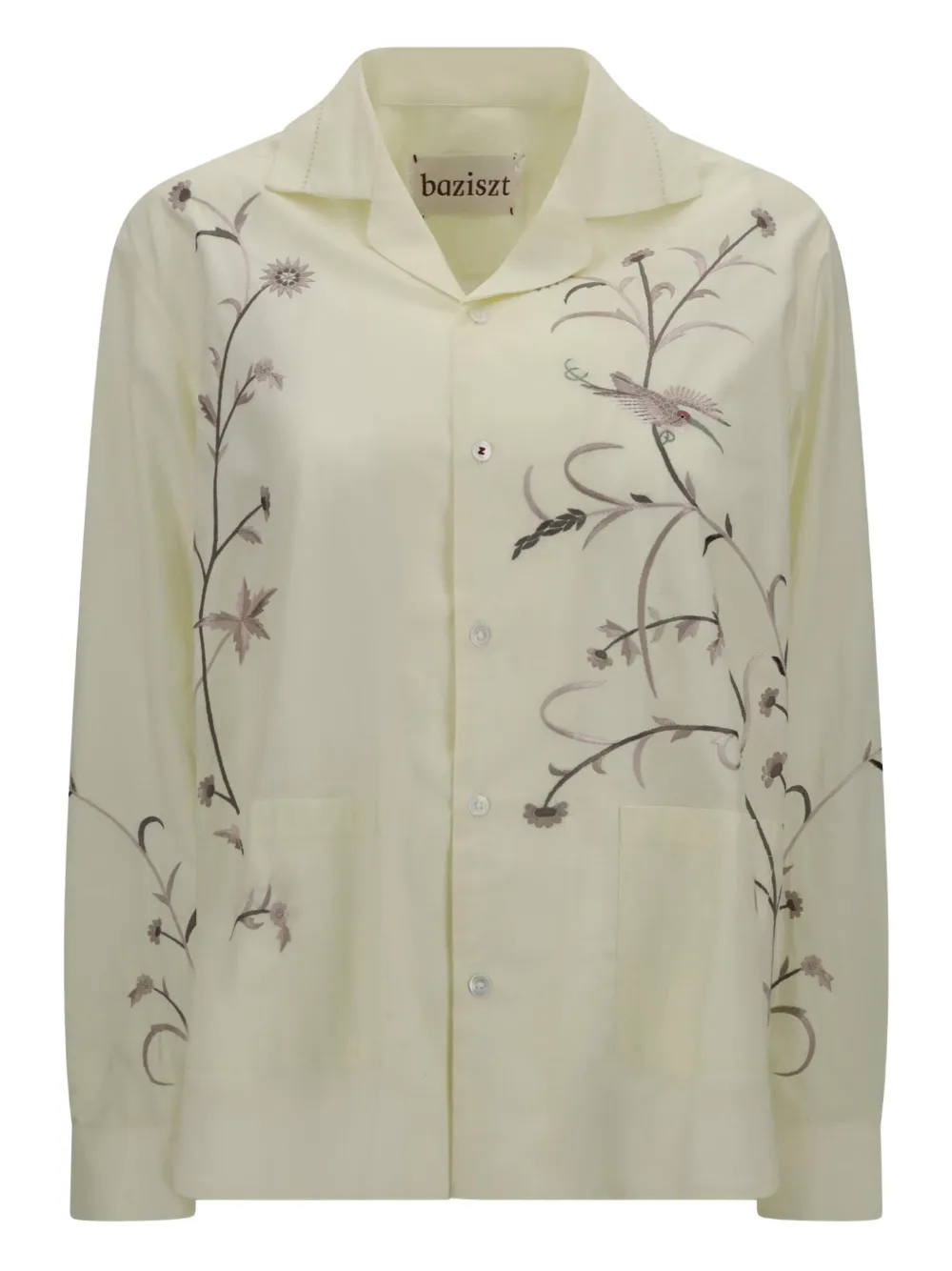 floral-bird embroidered shirt