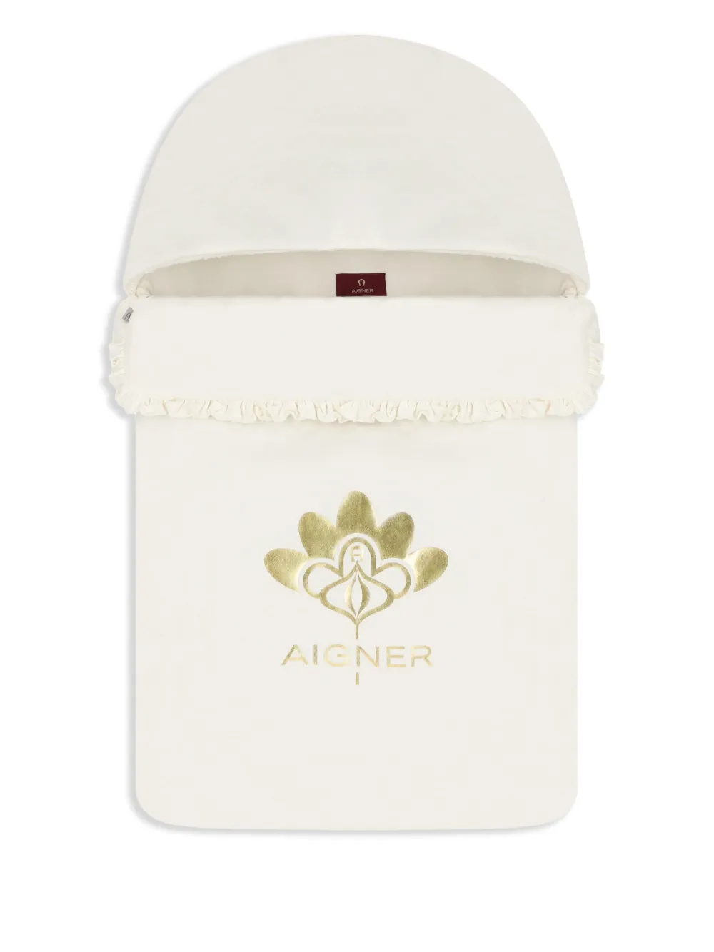 Aigner Kids Deken met bloe patroon en logo Wit