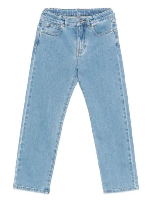 Moncler Enfant embroidered-logo Jeans | Blue | FARFETCH