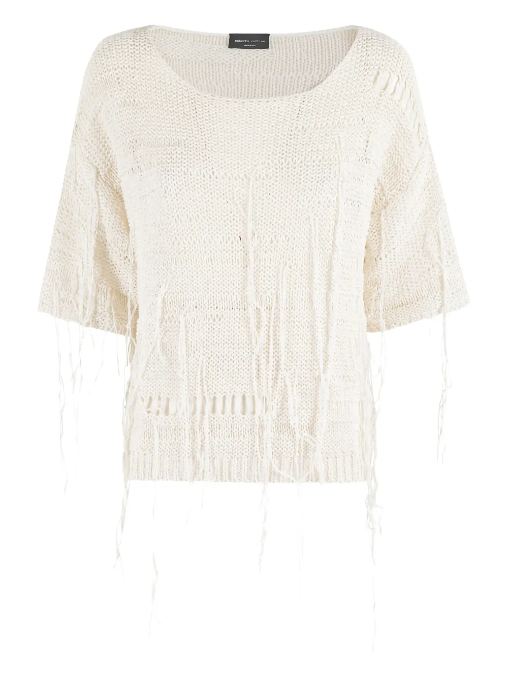 Roberto Collina Trui met franje Beige